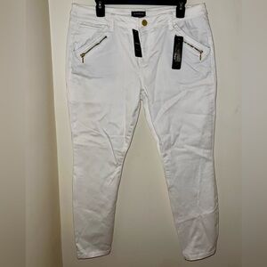bebe White Pants with Gold Accents